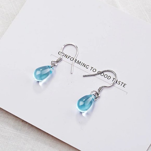 *925 Sterling Silver Crystal Waterdrop Earrings a - Picture 4 of 5